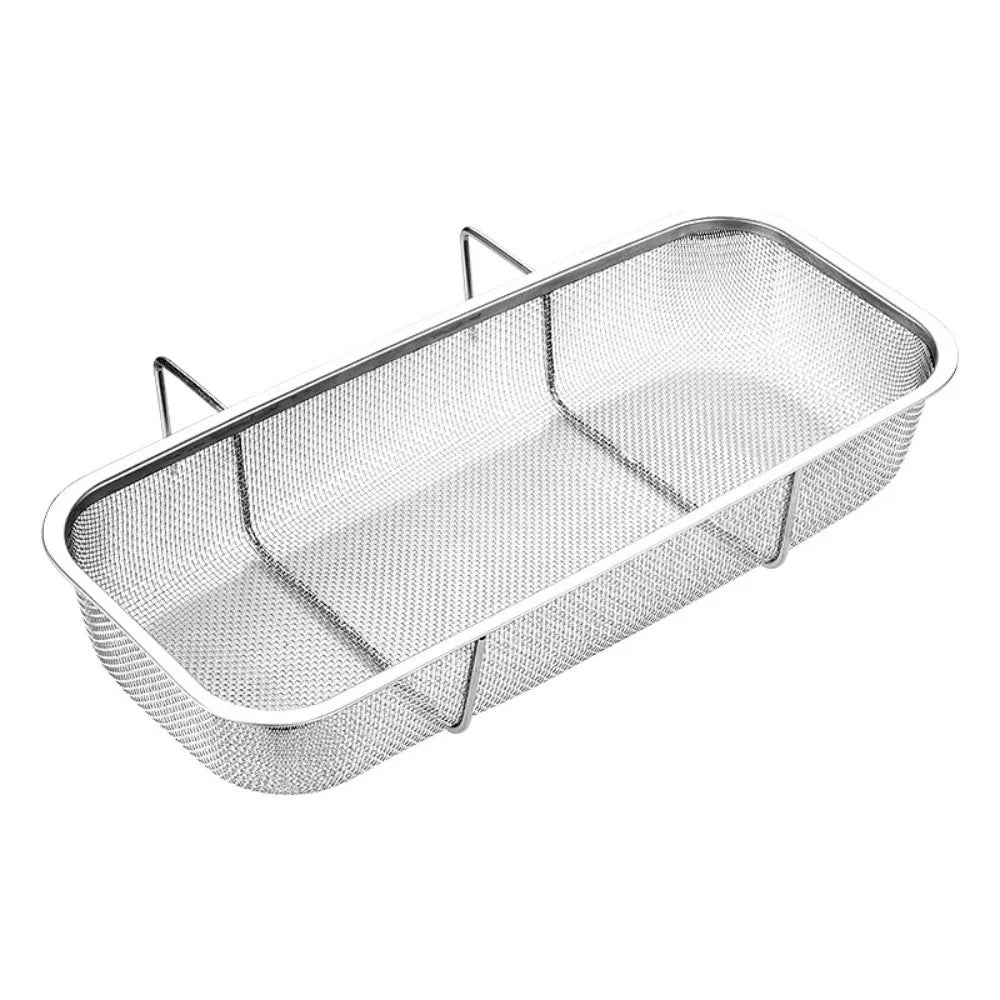 Kitchen Helper Sink Drain Basket Multifunctional Hanging Type Storage Drying Rack Stainless Steel Filter Storage Shelf Peaceful Pleasures Health and Wellness 3