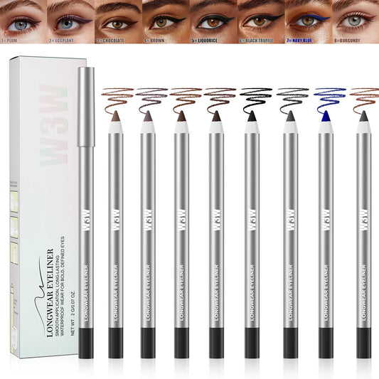 W3W 8-Color Matte Gel Eyeliner Pencil Set – Waterproof Gel Eyeliner Set Oasis Select