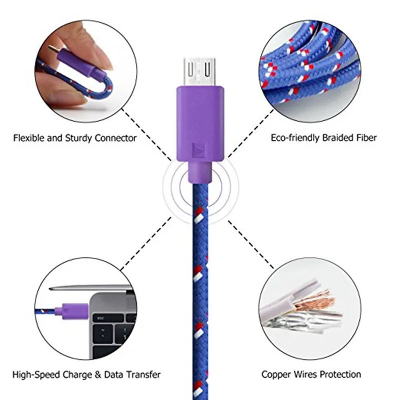 Nylon Braided USB-A to USB-C Fast Charging Cable 2A | 1M–3M