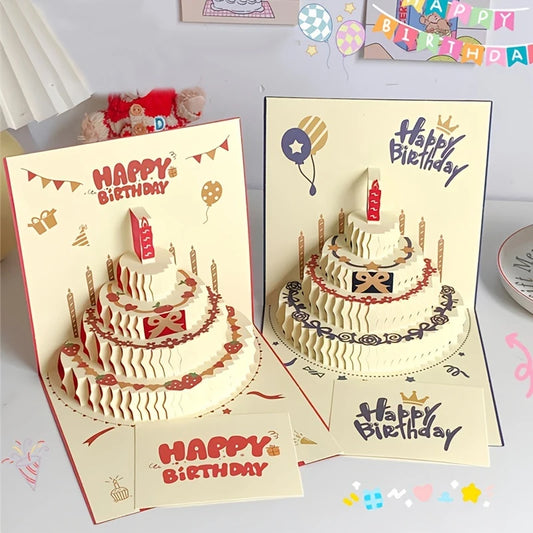 3D Birthday Cake Pop-Up Greeting Card with Envelope Pop-Up Greeting Card Peaceful Pleasures Health and Wellness