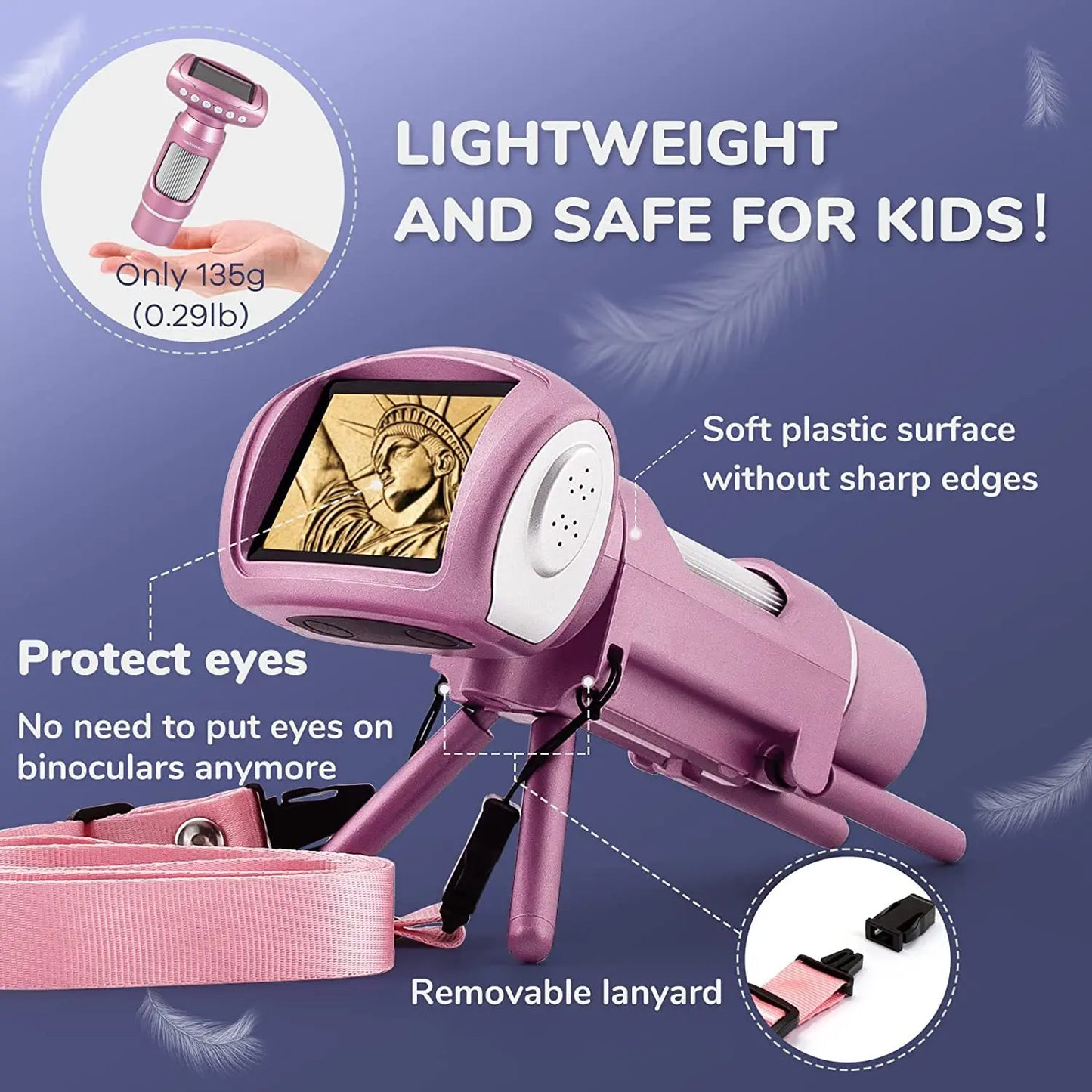 Children's Digital Microscope Camera 3-In-1 Children's Puzzle Toy 2-Inch Large Screen Peaceful Pleasures Health and Wellness