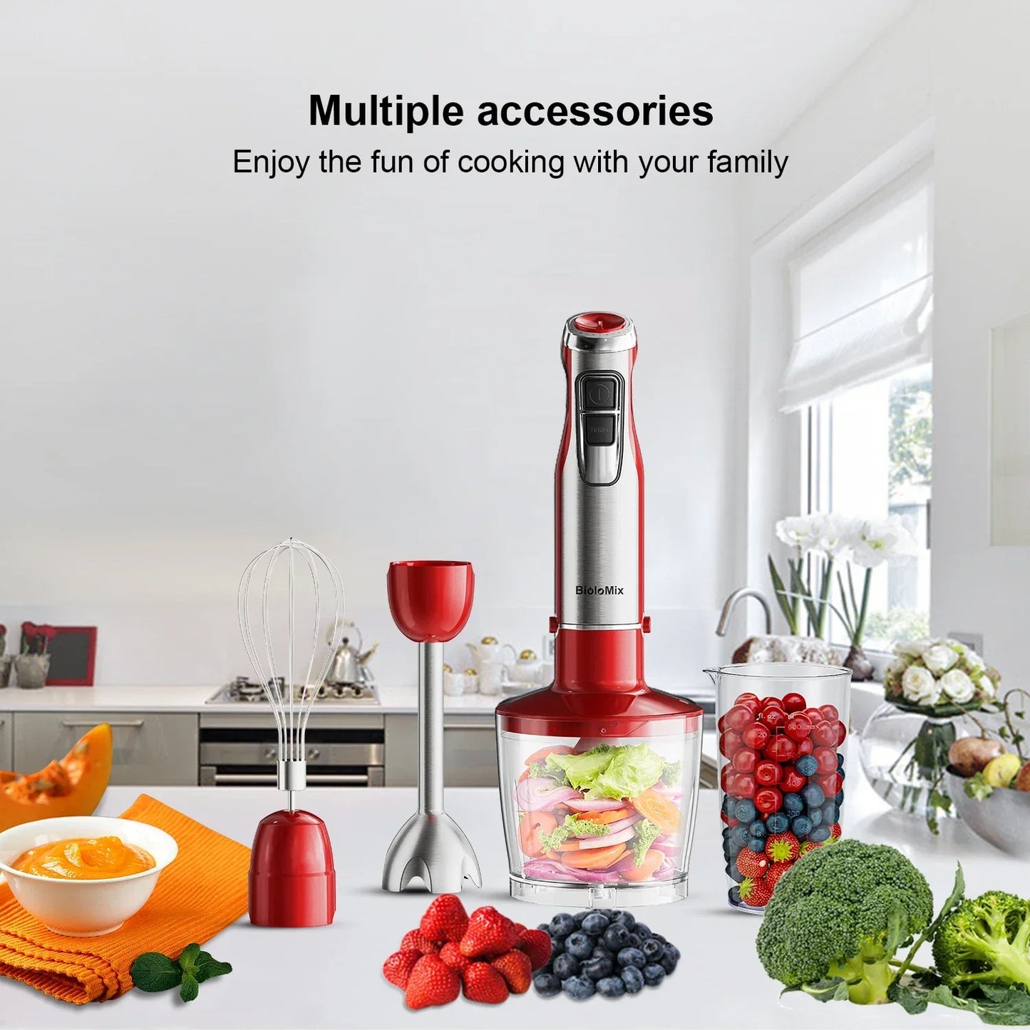 BioloMix 4-in-1 Immersion Hand Blender 1200W Immersion Blender Peaceful Pleasures Health and Wellness