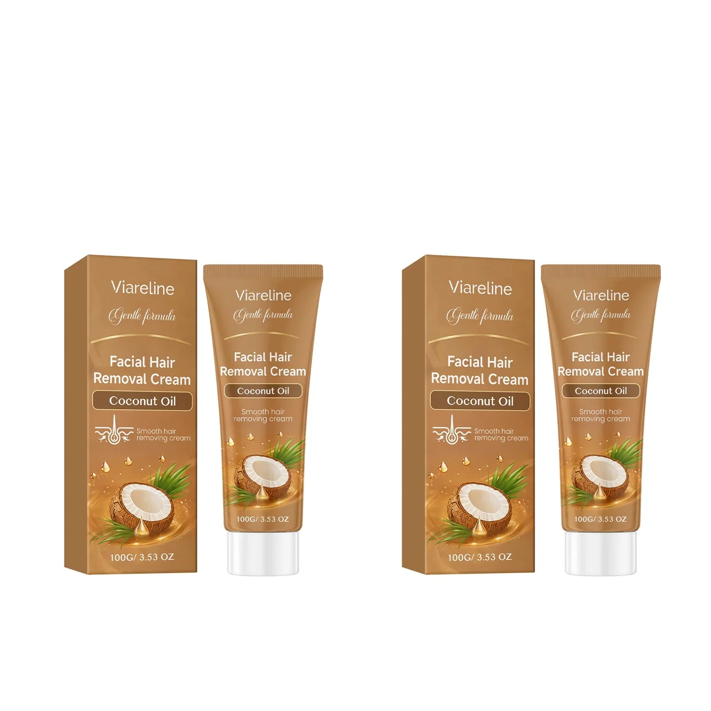 VIARELINE Coconut Oil Facial Hair Removal Cream – Painless