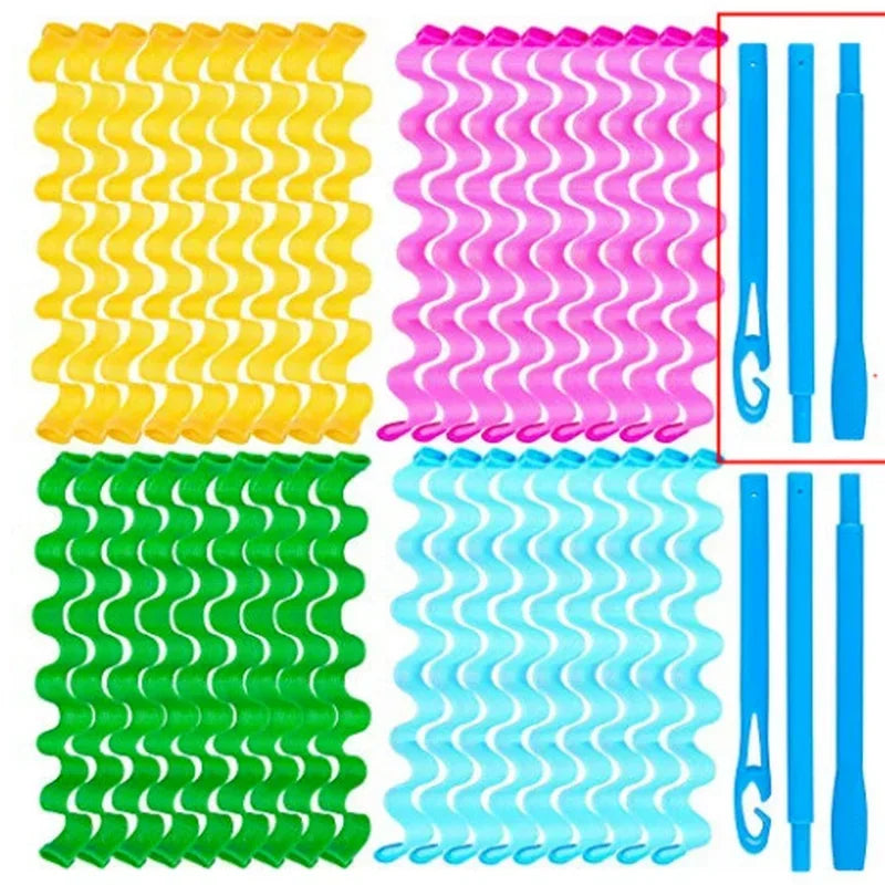 2sets DIY Hairstyle Portable Beauty Makeup Hair Styling Tools 24PCS Durable Roller Sticks Magic Hair Curler 25 30 45 50 65CM Peaceful Pleasures Health and Wellness