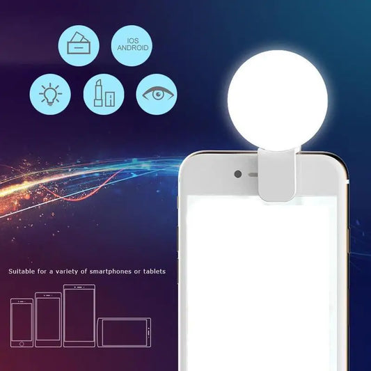 Mini Clip-On LED Selfie Ring Light – 3-Level Dimming Clip-On Ring Light Oasis Select