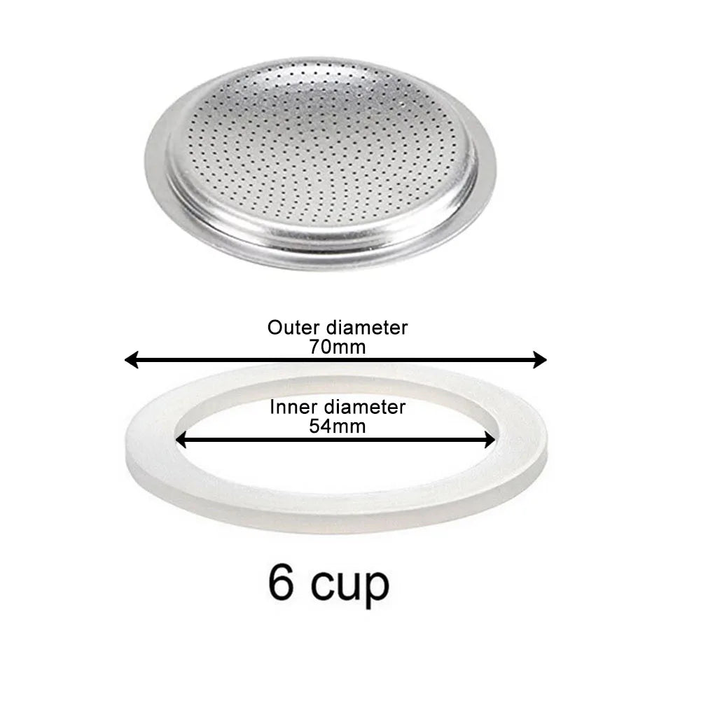 Moka Pot Silicone Gasket & Sieve | 1–12 Cup Replacement Set