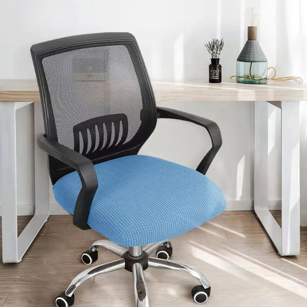 New Velvet Office Chair Seat Covers Thickened Washable Chair Dustproof Cover Removable Solid Color Chair Cover Peaceful Pleasures Health and Wellness Blue