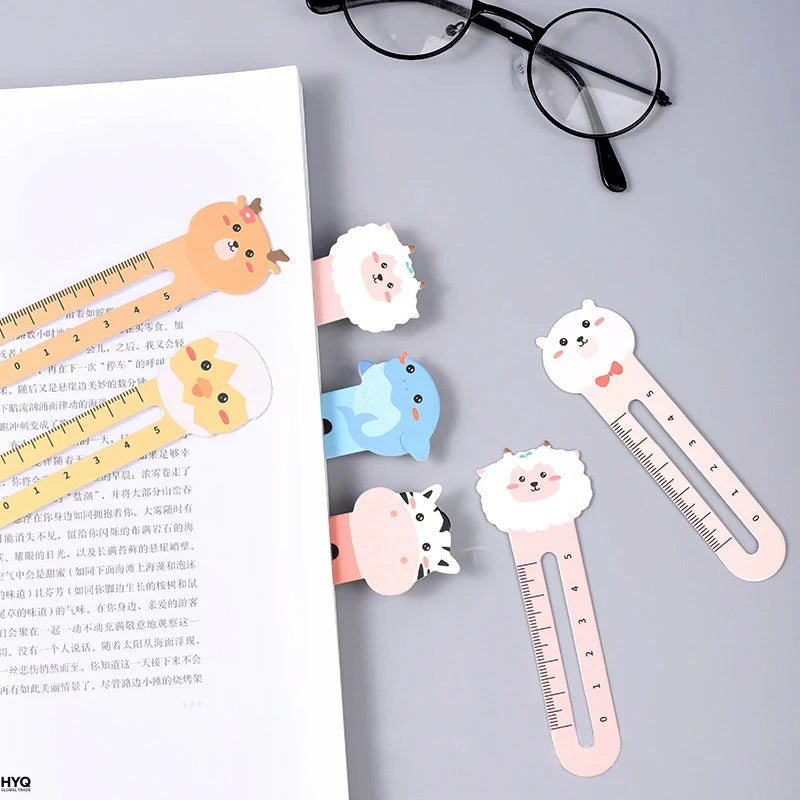 50-Pack Cartoon Animal Bookmarks Dual-purpose Rulers Office School