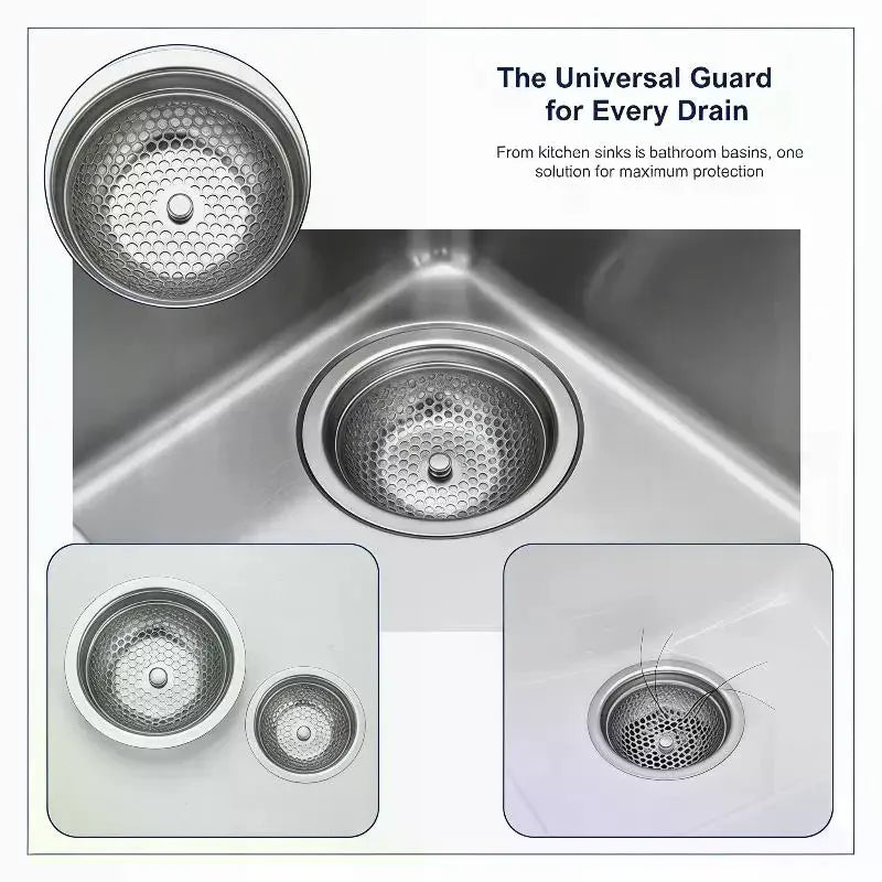 Stainless Steel Sink Drain Strainer Set | 3 Sizes Fine Mesh Sink Drain Strainer Peaceful Pleasures Health and Wellness