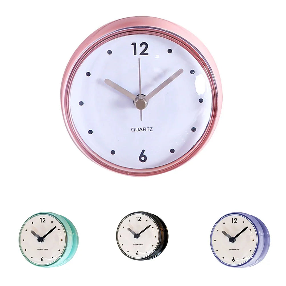 Waterproof Anti-Fog Sucker Wall Clock – Silent Quartz 75mm