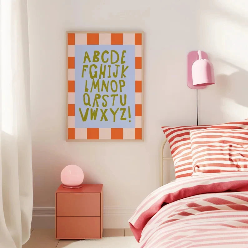 Kids Alphabet Canvas Wall Art | Playful Nursery Poster Print