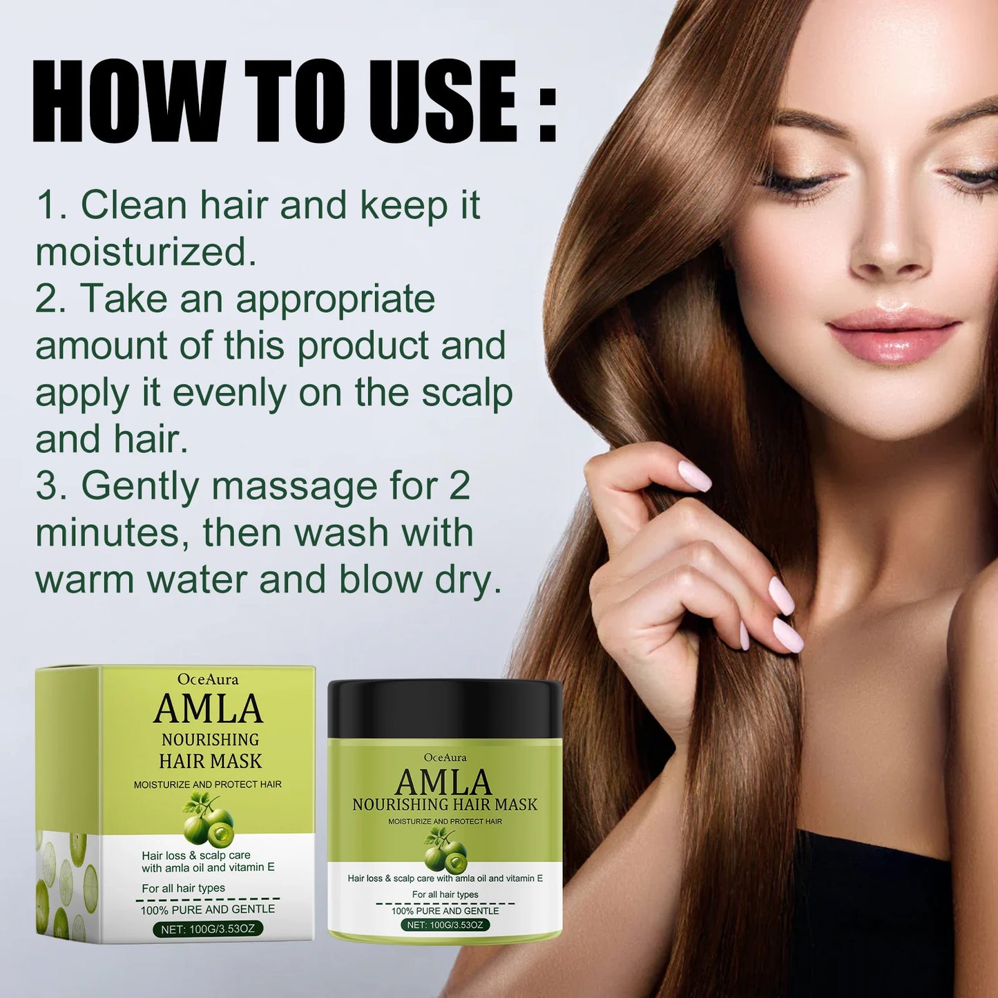 Amla Oil Shampoo Anti Loss Strengthen Root Repair Damaged Hair Anti-Breakage Conditioner Reduce Split Ends Nourishing Hair Mask Peaceful Pleasures Health and Wellness