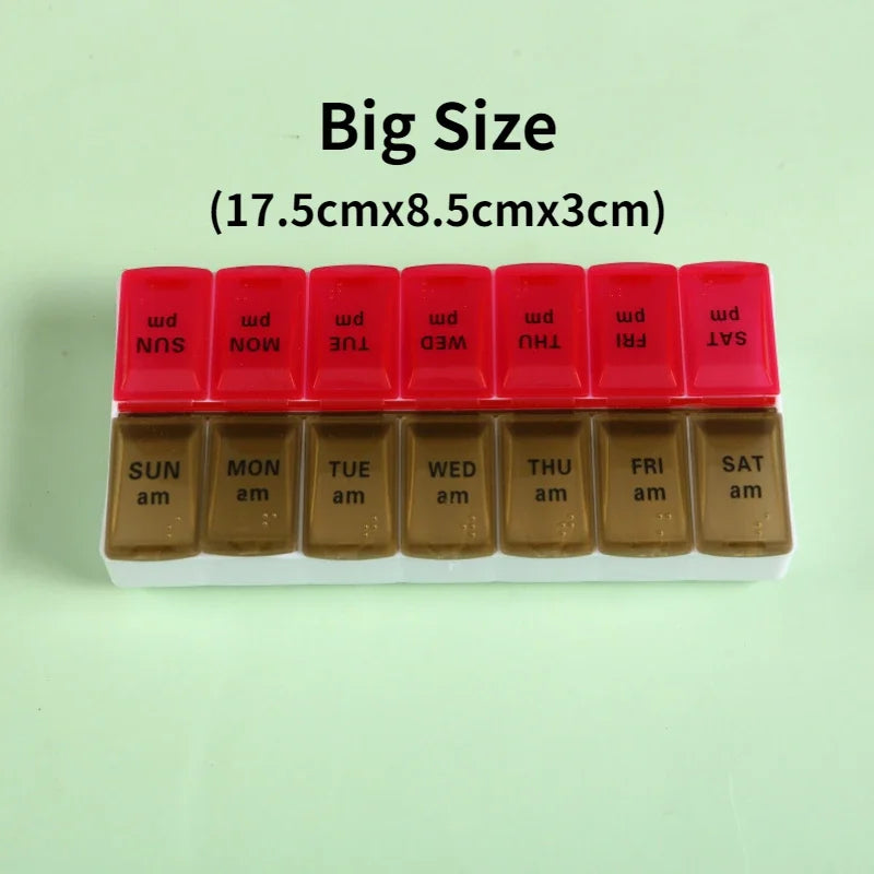 New Weekly Portable Travel Pill Cases Box 7 Days Organizer 14 Grids Pills Container Storage Tablets Vitamins Medicine Fish Oils Peaceful Pleasures Health and Wellness NO.12