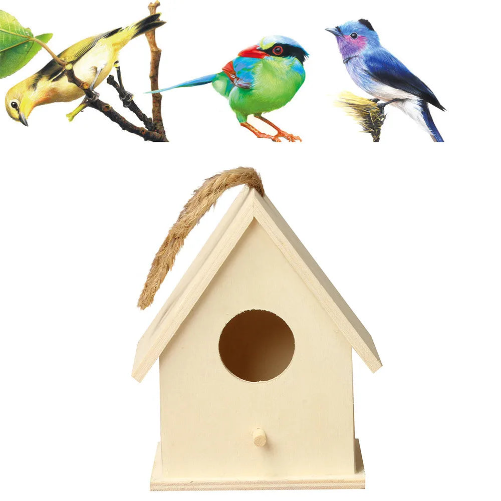 Wooden Hanging Birdhouse | Outdoor Garden Bird Nest Box Hanging Birdhouse Peaceful Pleasures Health and Wellness