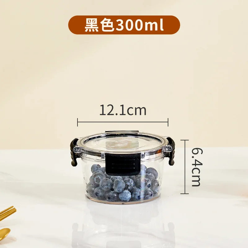 Portable Lunch Box for Kids School Microwave Transparent Bento Box with Compartments Salad Fruit Food Sealed Jar Container Box Peaceful Pleasures Health and Wellness 300ml Black