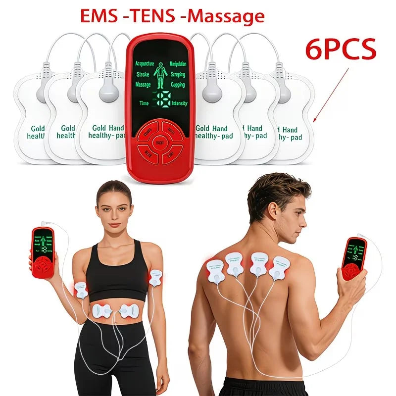 Ems-Tens-Massage Massager, 3-in-1 Nerve and Muscle Electrical Stimulation Device, Meridian Massage Equipment. Comes with 1 Main Unit + 6 Massage Pads. 6 Modes to Choose from + 15 Intensity Levels. A Multifunctional Massager S Peaceful Pleasures Health and Wellness 6Psc 1