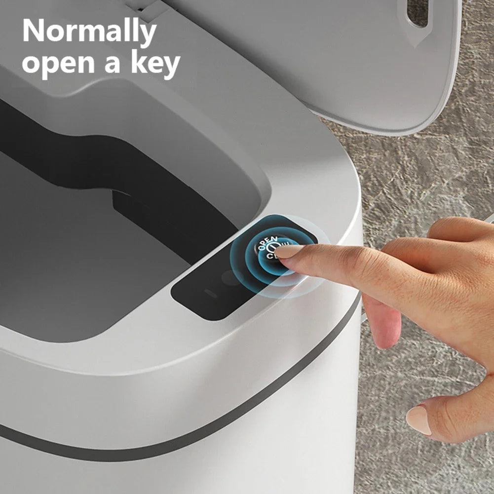 14L Smart Sensor Trash Can with Lid for Kitchen Toilet Bathroom Bins Waterproof Automatic Trash Can Quiet Touchless Wastebasket Peaceful Pleasures Health and Wellness