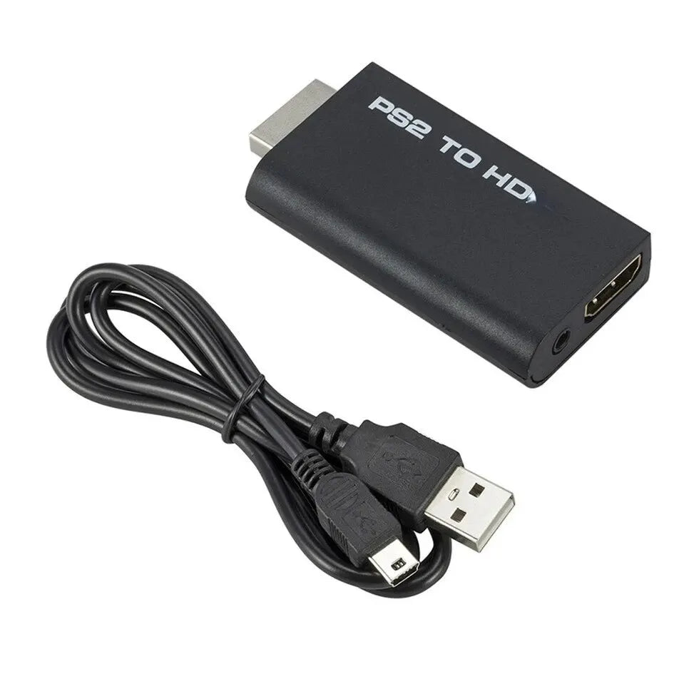 PS2 to HDMI Converter Adapter with 3.5mm Audio Jack Peaceful Pleasures Health and Wellness black