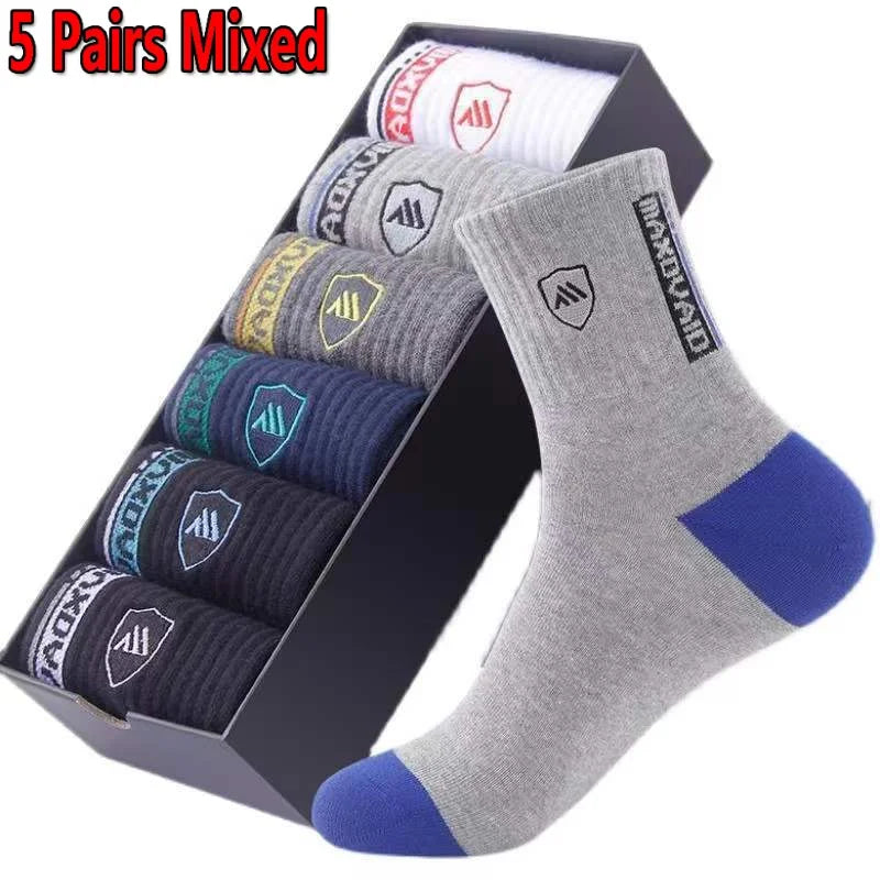 5 Pairs Men’s Breathable Bamboo Fiber Sports Socks Anti-Odor Sweat-Absorbing Business Crew Stockings Suitable for All Seasons Peaceful Pleasures Health and Wellness 5 pairs One Size