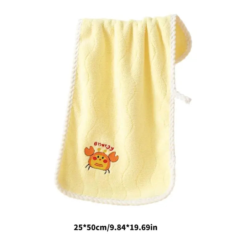 Kids Coral Fleece Washcloth | Animal Embroidery Quick-Dry Towel