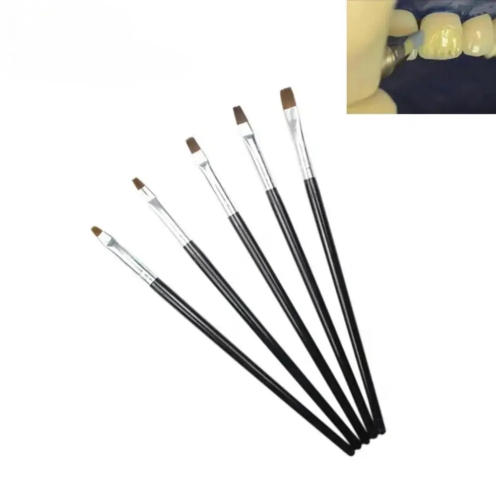 5-Piece Dental Resin Brush Pen Set | Nylon Flat Head Tips