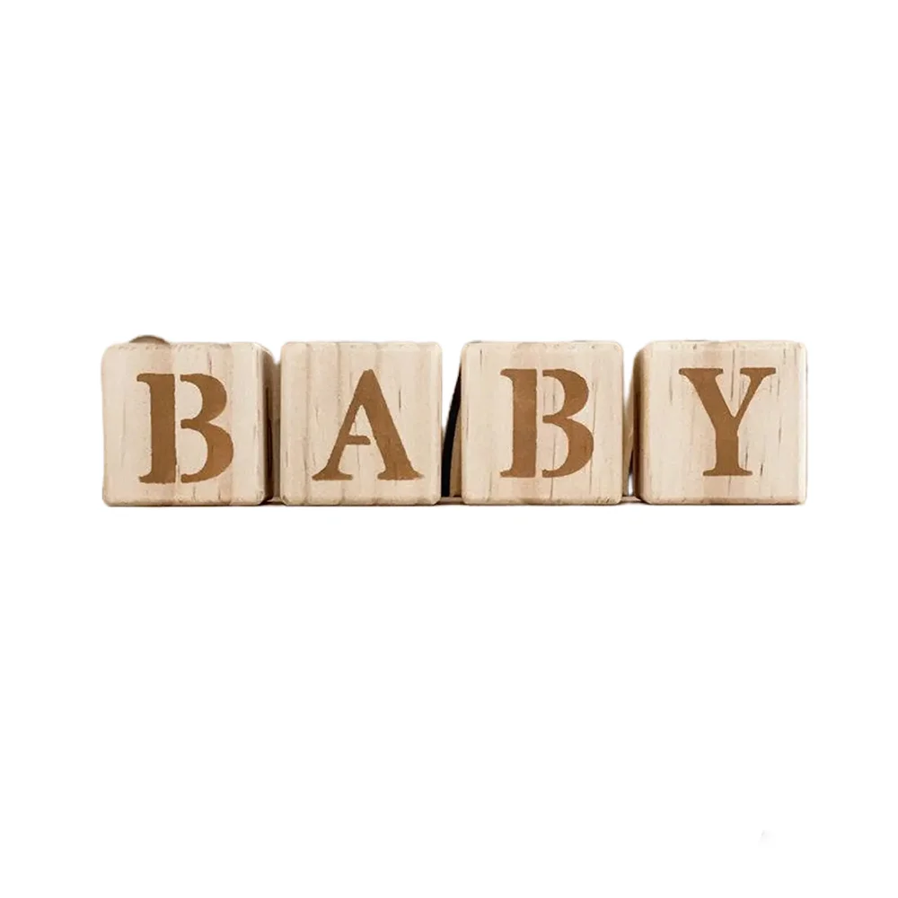 Wooden Letter Blocks Baby Shower Gift | Nursery Decor 4-Piece Wooden Nursery Décor Peaceful Pleasures Health and Wellness 4pcs Wood Blocks single4x4x4cm