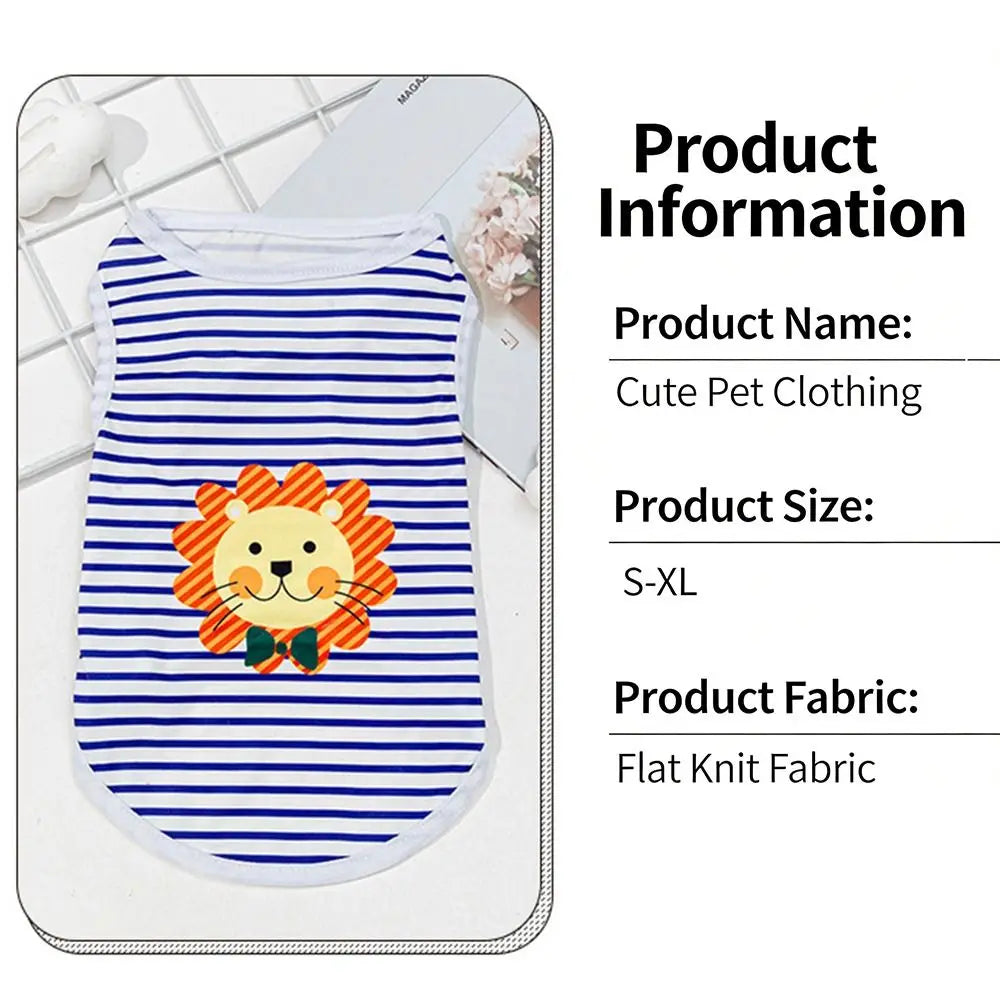 Cute Summer Puppy Sleeveless Vest Cartoon Soft Small Dogs Pullovers Casual Breathable Kitten T-shirts for Small Medium Dog Peaceful Pleasures Health and Wellness