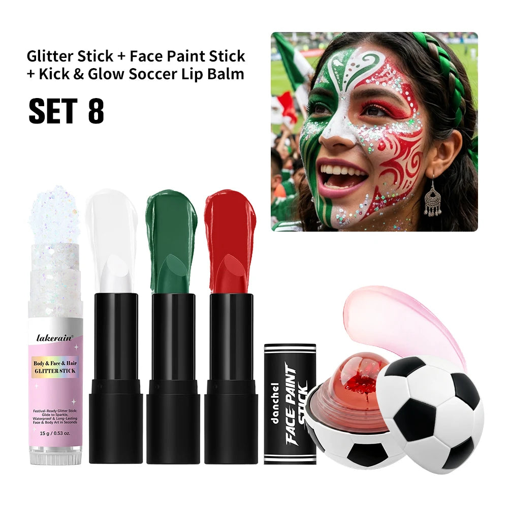 Face Paint Stick Set High Pigment Multiple National Flag Color Body Paint Safe Non-Toxic Paint Stick for Halloween Cosplay Sport Peaceful Pleasures Health and Wellness MX