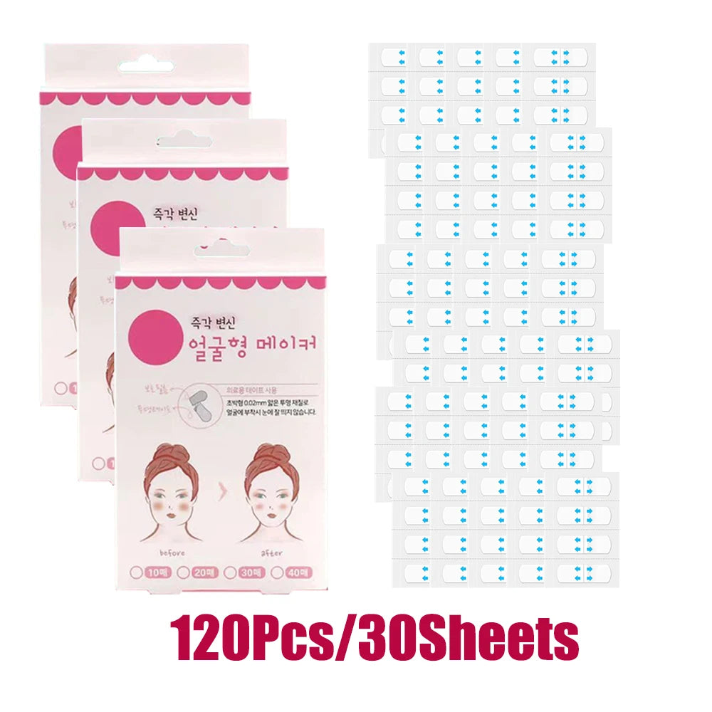 40/120pcs Invisible V Face lifting Tapes Wrinkle Removal Sticker Forehead Neck Chin Sticker Patch Facial Slimming Firming Tapes Peaceful Pleasures Health and Wellness 120Pcs with box