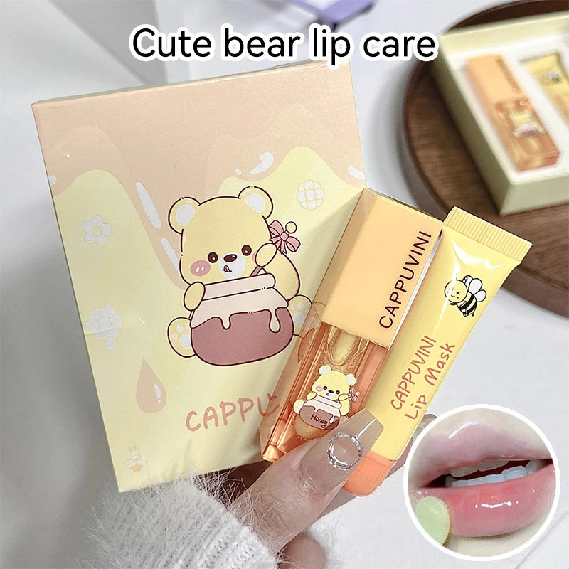 Cappuvini Honey Lip Care Set – Lip Mask & Oil for Soft Lips