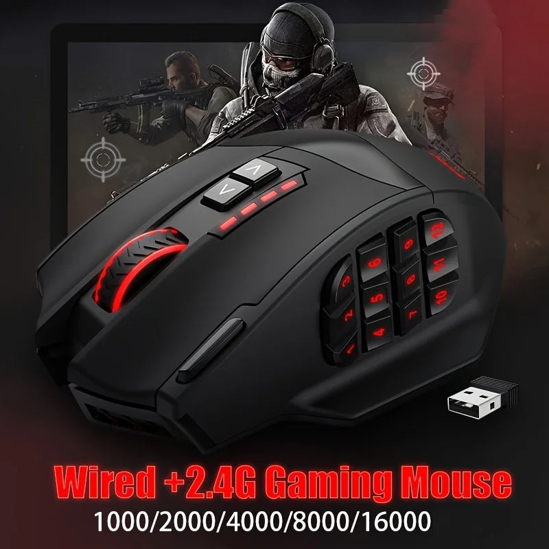 E-YOOSO X-33 Dual Mode Gaming Mouse Support 2.4G Wireless & Wired, RGB USB Mouse with 16000 DPI 16 Programmable Buttons for PC Peaceful Pleasures Health and Wellness Black