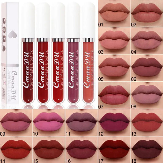 Waterproof Matte Liquid Lipstick – 18 Colors Long-Lasting Velvet Lip Glaze & Tint, Non-Stick Moisturizing (2.5ml) Peaceful Pleasures Health and Wellness