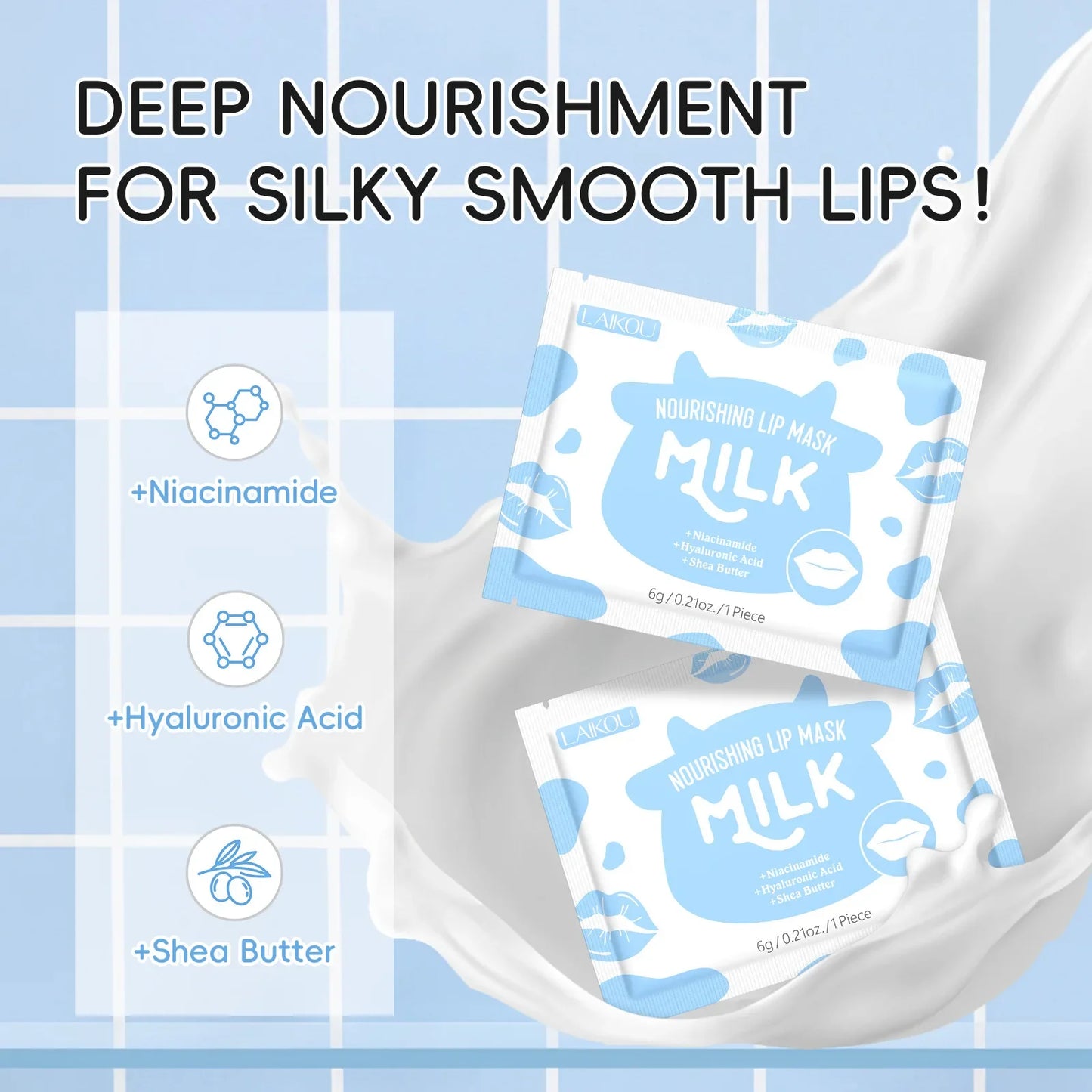 LAIKOU Milk Collagen Lip Mask – Hydrating & Line Repair