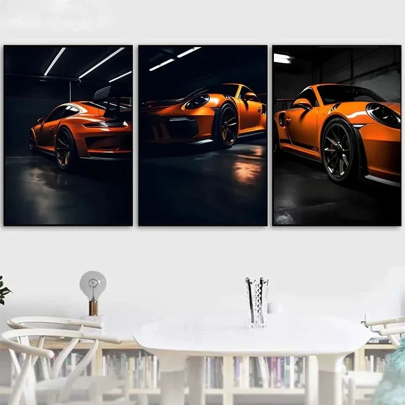Black and white luxury car canvas super car canvas mural painting living room home aesthetics wall decoration art Peaceful Pleasures Health and Wellness