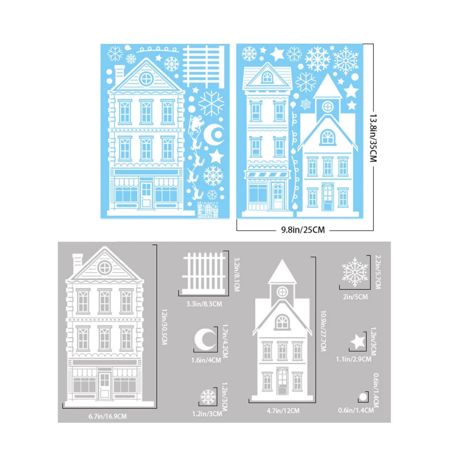 Christmas Static Window Clings – Elk, Snowflake & Xmas Tree PVC
