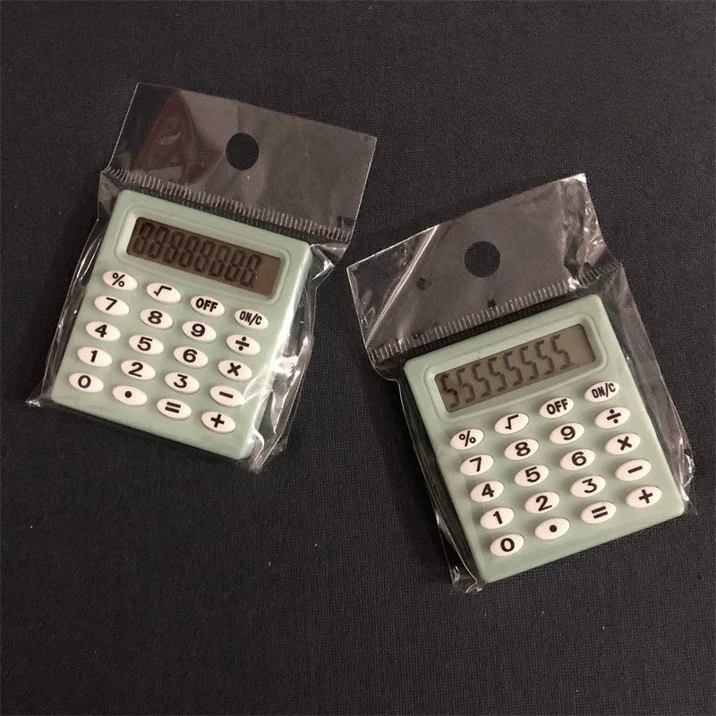 Cute Silent Calculator Mini Version Learning Auxiliary Small Portable Calculator Back To School Supplies Students/Finance Peaceful Pleasures Health and Wellness light green 2PCS