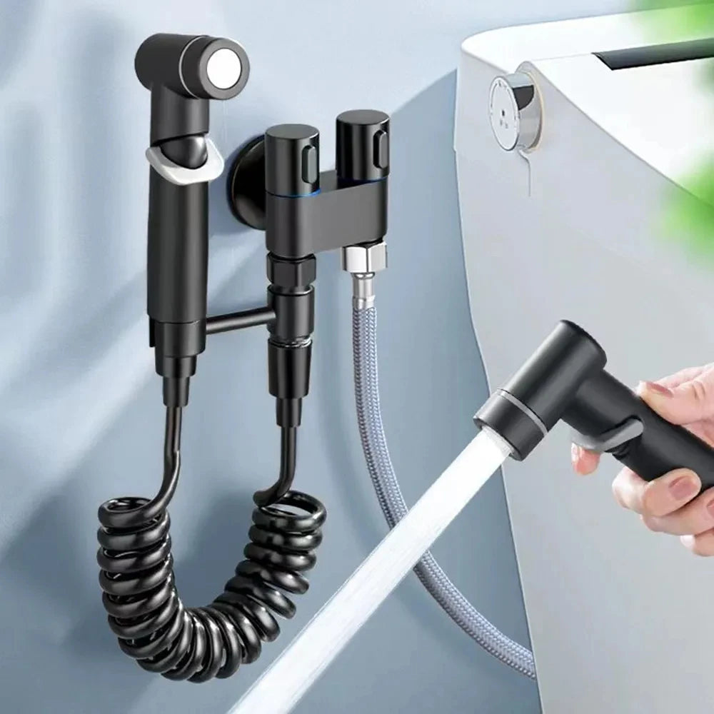 Wall Mount Toilet Bidet Sprayer Set – Dual Outlet Brass Valve