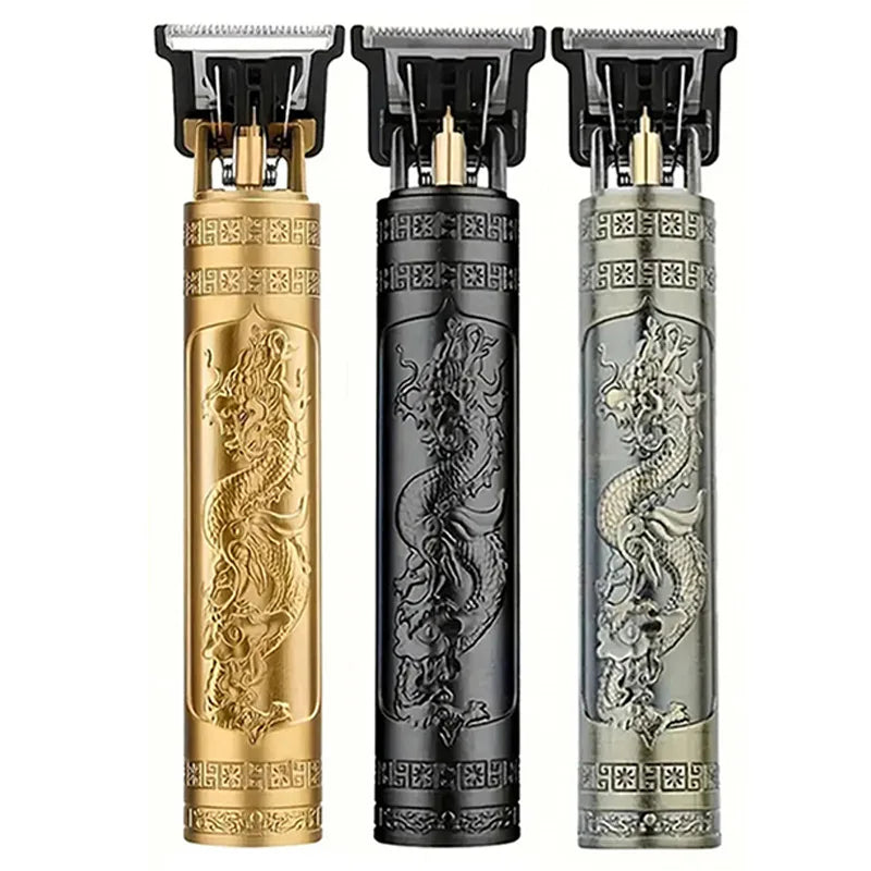 Vintage T9 Electric Hair Clipper Professional Men's Rechargeable Barber Trimmer for Men Dragon Buddha Design Peaceful Pleasures Health and Wellness