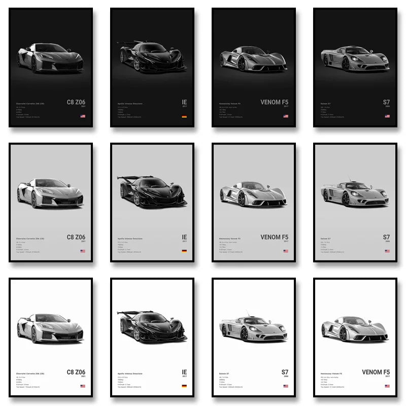 Famous Cars IE GT Canvas Wall Art Print Poster C C C Home Decor Modern Mural Unframed Birthday Gift Peaceful Pleasures Health and Wellness