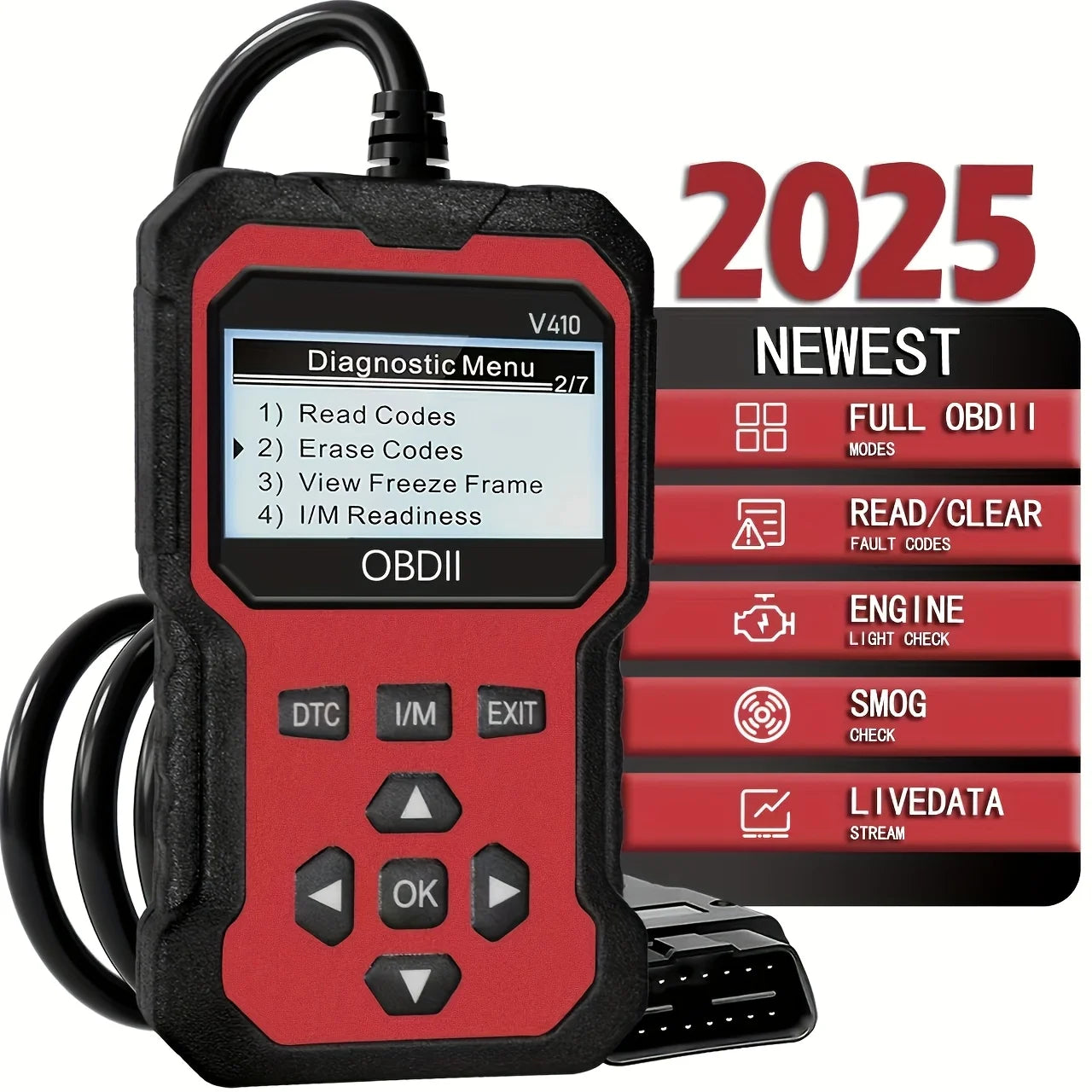 OBD2 Scanner – Read & Clear Engine Fault Codes (1996+) Peaceful Pleasures Health and Wellness Red