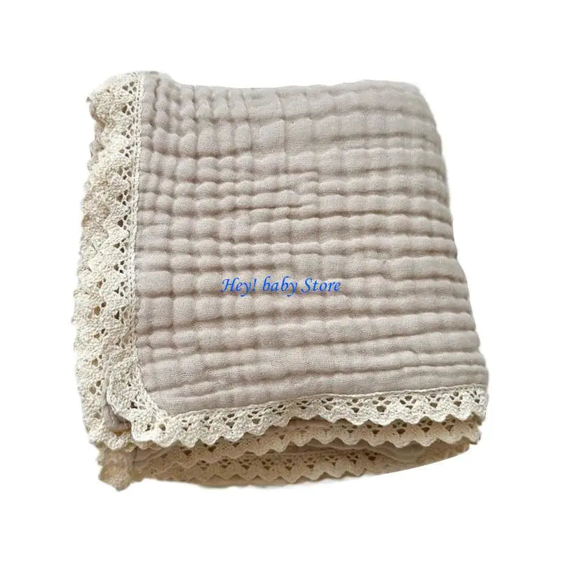 6-Layer Cotton Gauze Baby Blanket with Lace | Boys & Girls