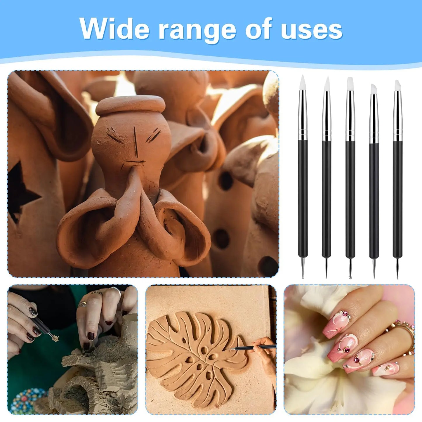 Clay Sculpting Tools Silicone Polymer Soft Rubber Tip Paint Brush