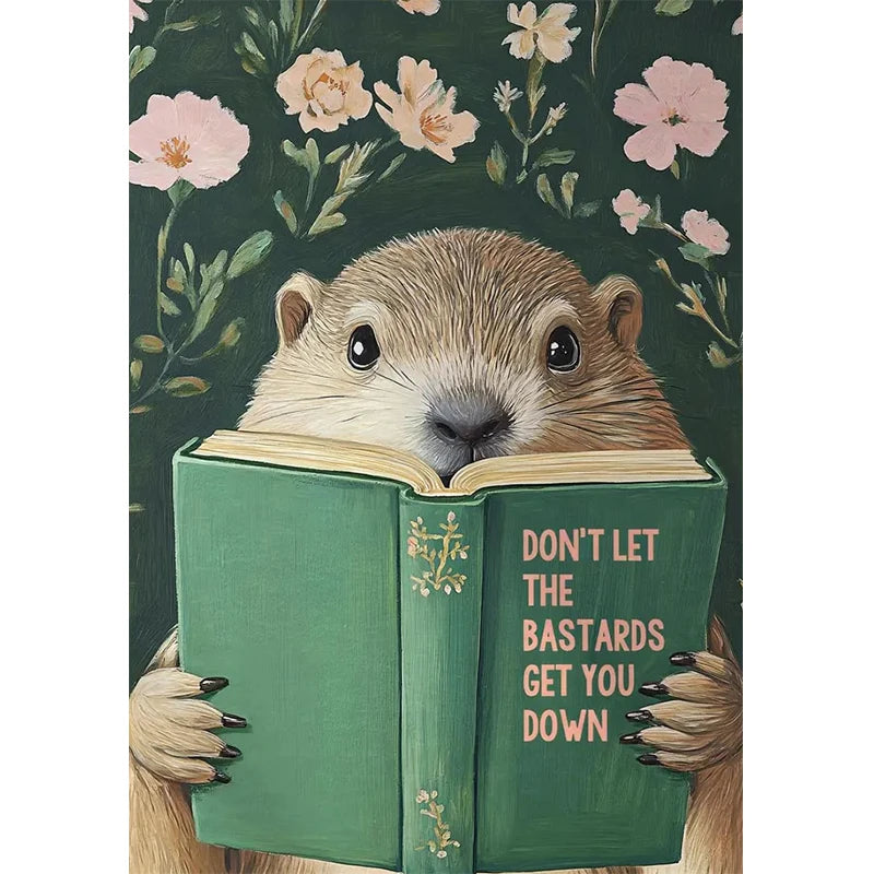 Animal Reading Canvas Poster | Kids Room Inspirational Wall Art