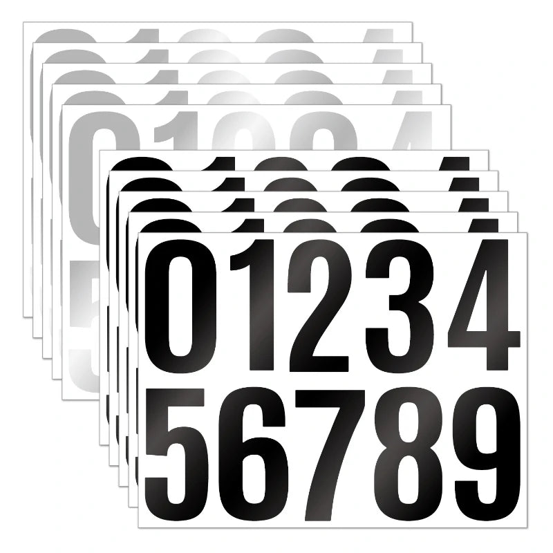 4-inch Digital Sticker Large Size Glossy Metal Silver Black Self Adhesive Reflective Digital Sticker for Mailbox Address Item ID Peaceful Pleasures Health and Wellness