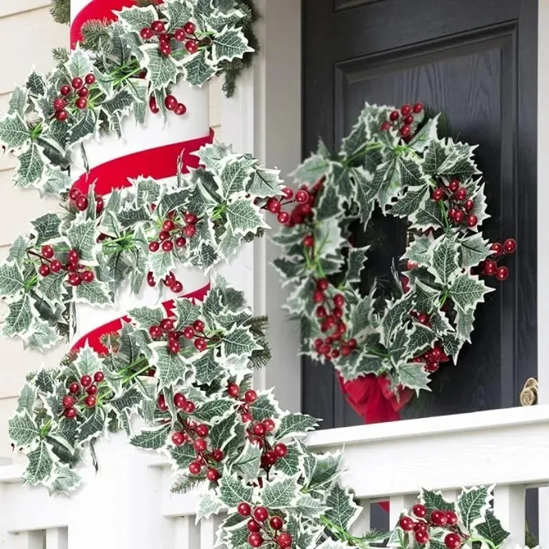 Artificial Christmas Holly Leaves & Red Berries – DIY Wreath Decor