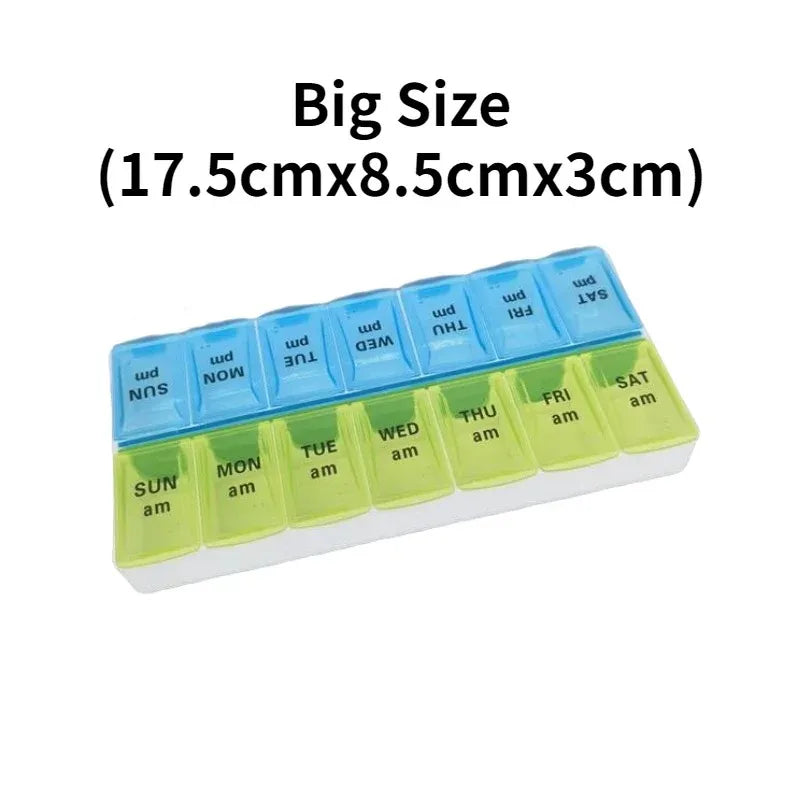 New Weekly Portable Travel Pill Cases Box 7 Days Organizer 14 Grids Pills Container Storage Tablets Vitamins Medicine Fish Oils Peaceful Pleasures Health and Wellness NO.18