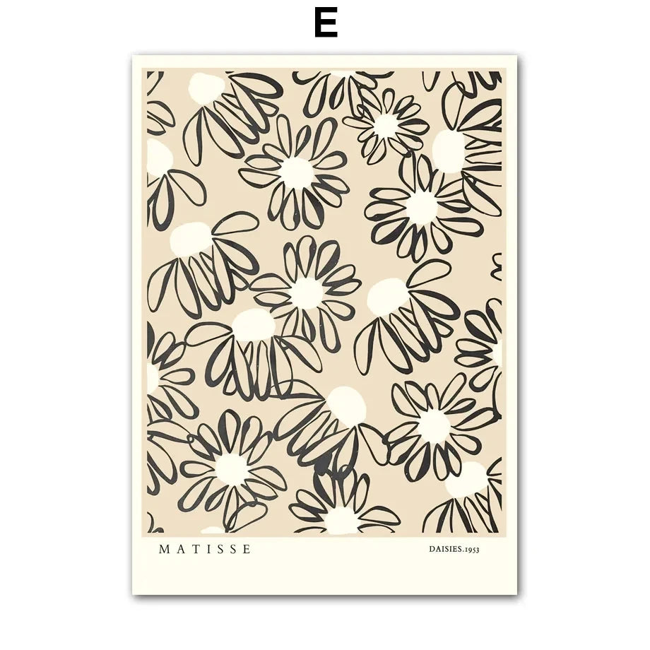 Minimalist Boho Canvas Wall Art | Nordic Abstract Matisse Print