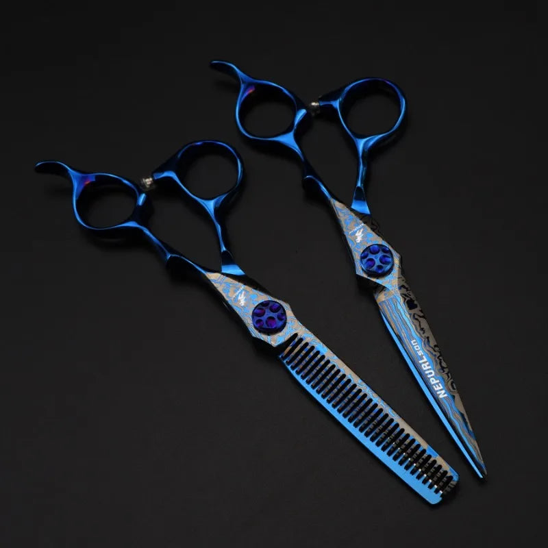 Professional 6 Inch Japan 440 Steel Hair Scissors Barber Salon Haircut Thinning Shears Peaceful Pleasures Health and Wellness