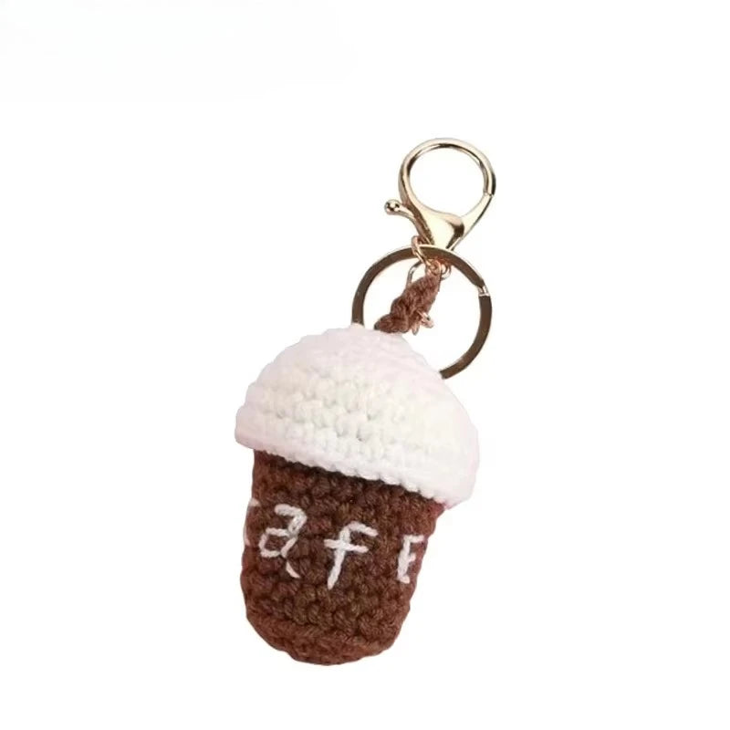 Handmade Knit Keychain Charms – Cute Burger & Ice Cream Pendant