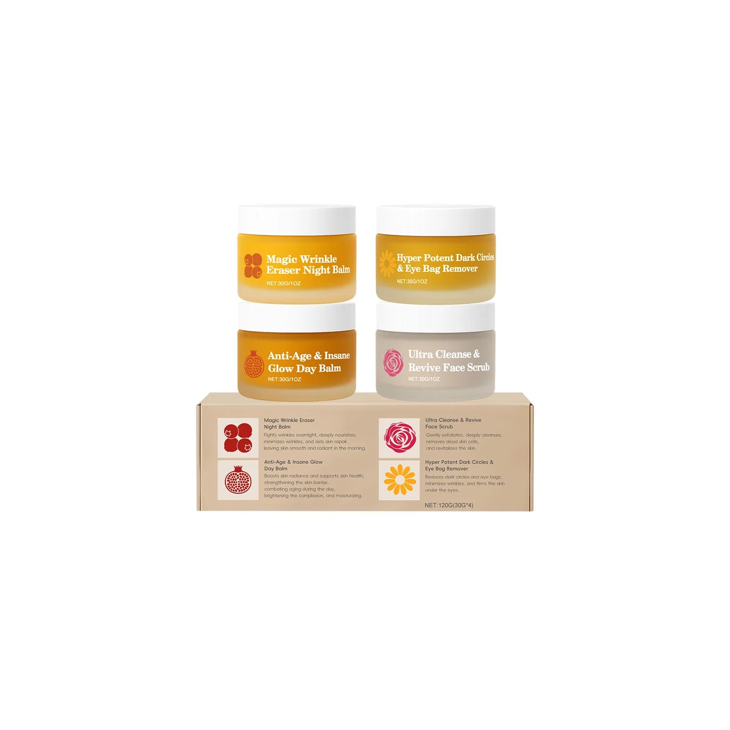 Multi-effect Day & Night Skin Care Suit Cleaning Moisturizing Reduce Dark Circles Multi Functional 4-Piece Set Skincare Products Peaceful Pleasures Health and Wellness